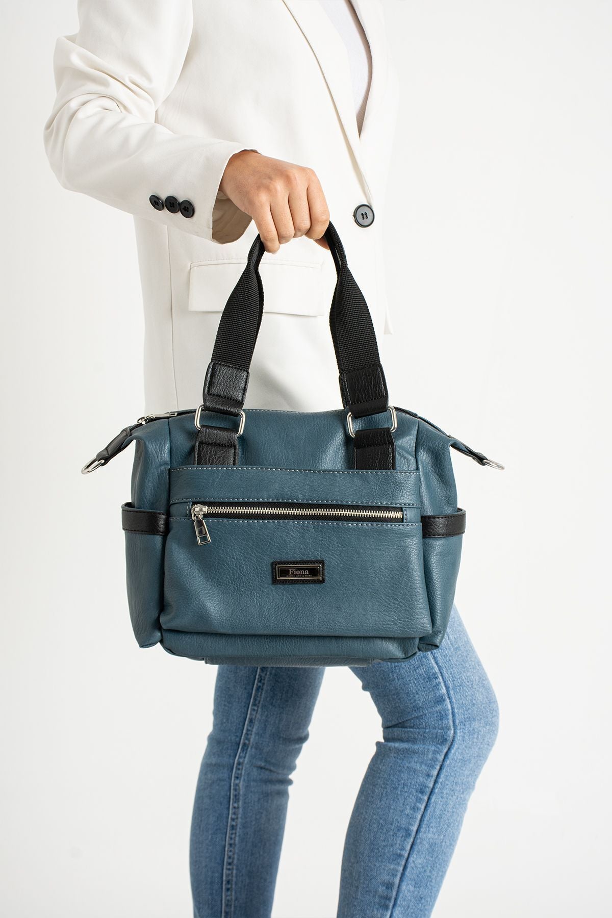 kadın Indigo-Siyah Çok Bölmeli EL Ve Çapraz Çanta