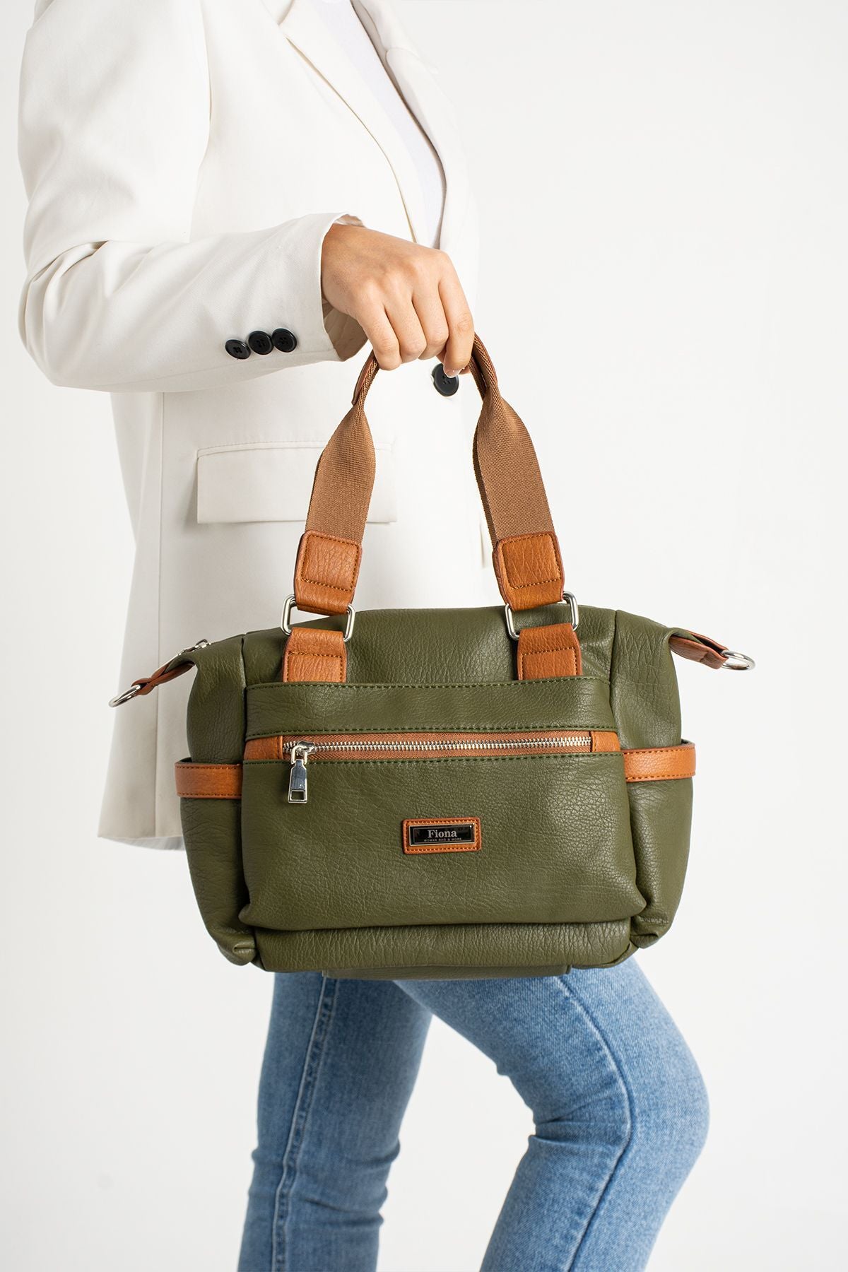 kadın Haki-Taba Çok Bölmeli EL Ve Çapraz Çanta