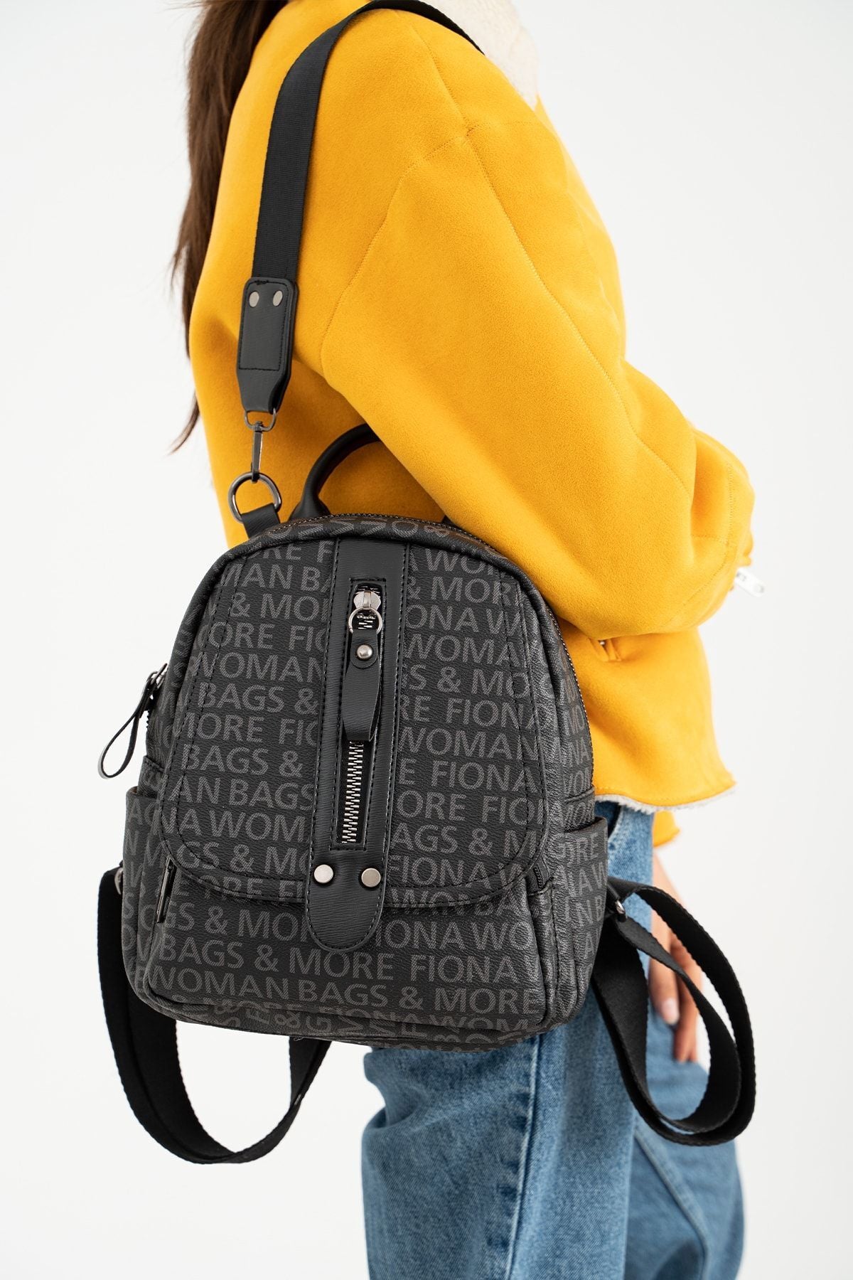 Kadın Siyah Sırt Ve Omuz Çantası Taşıması Kolay Ve Çok Kullanışlı