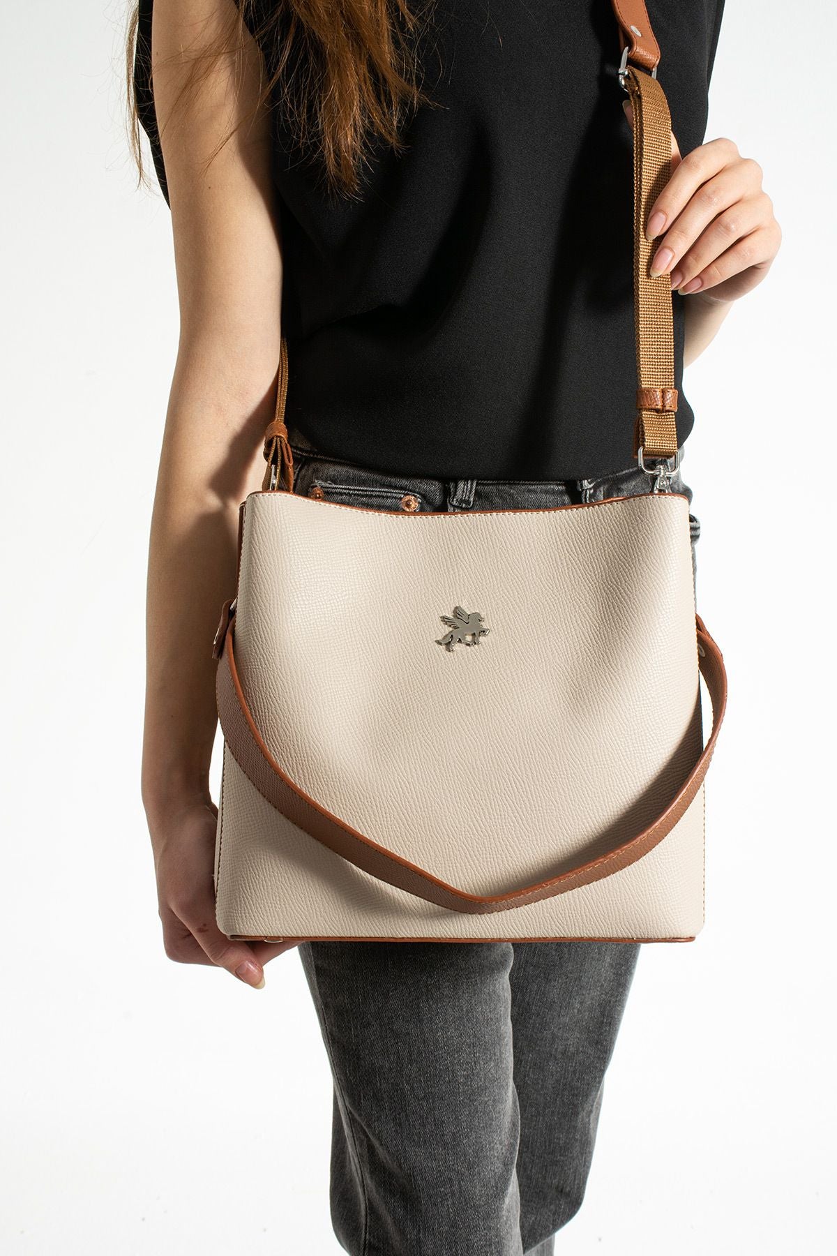 Fiona Kadın Krem-taba 2 Adet Askısı Olan Omuz Ve Çapraz Çanta